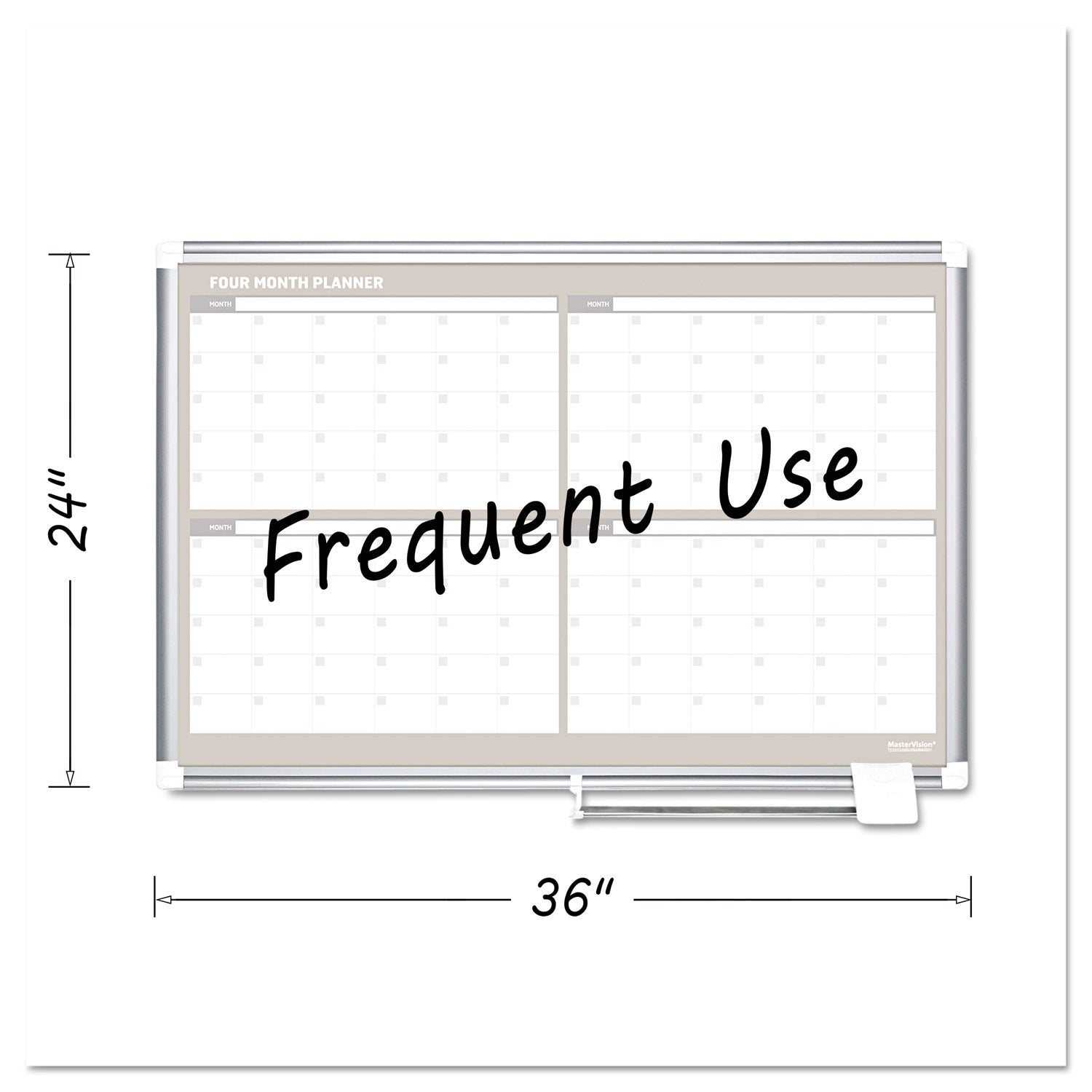 MasterVision 4 Month Planner, 36x24, Aluminum Frame