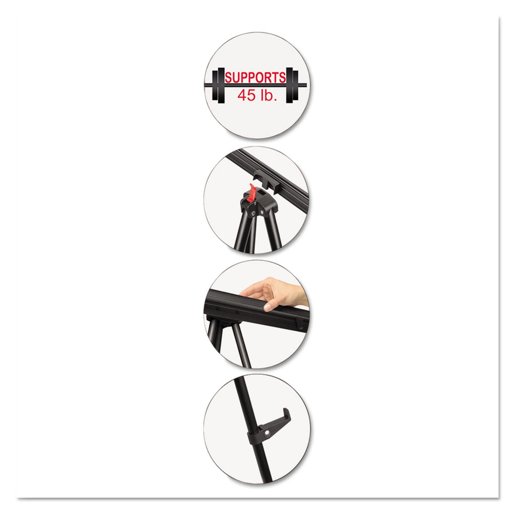 MasterVision Telescoping Tripod Display Easel, Adjusts 38" to 69" High, Metal, Black