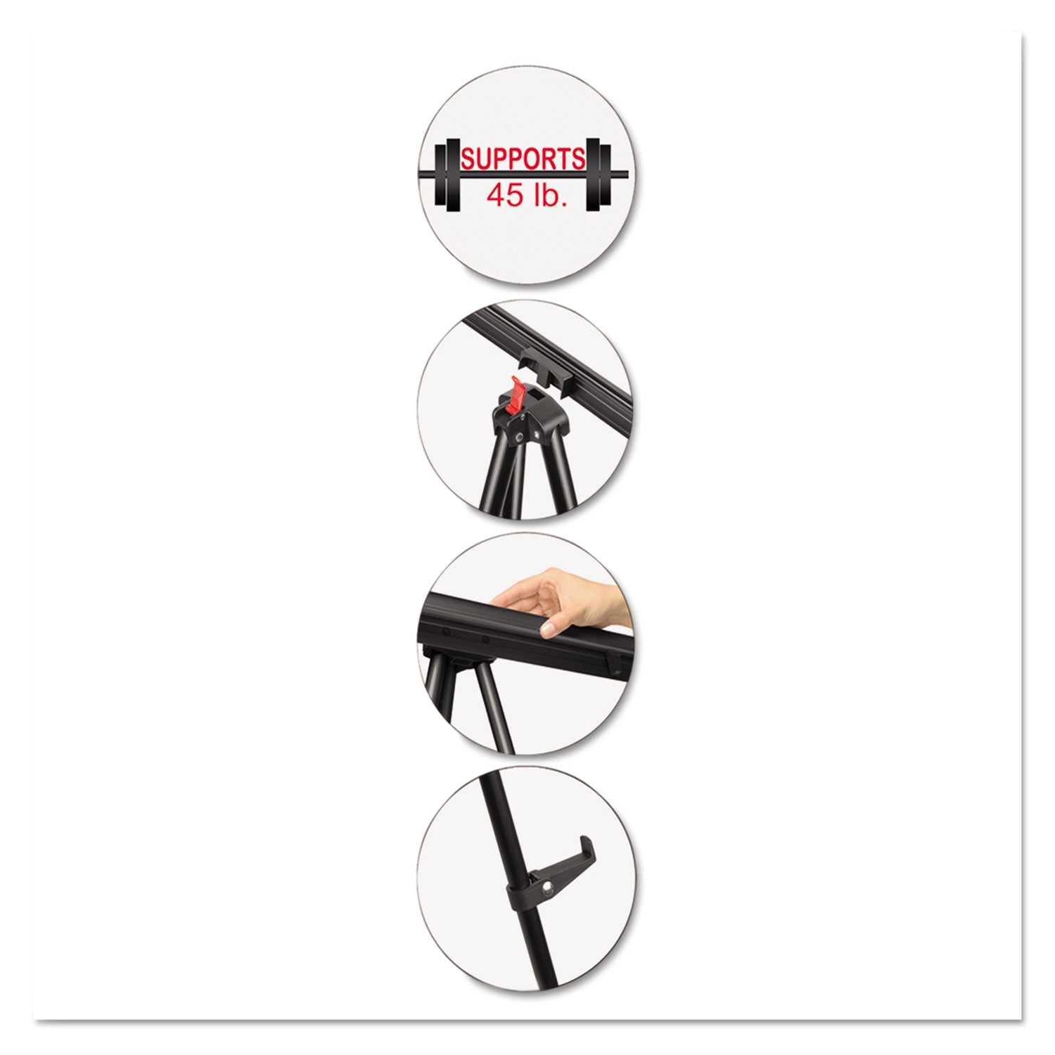 MasterVision Telescoping Tripod Display Easel, Adjusts 38" to 69" High, Metal, Black