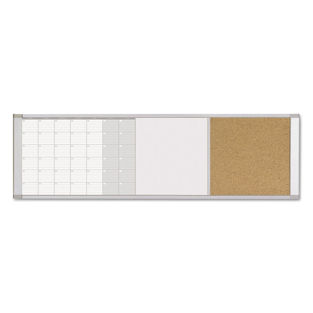 MasterVision Magnetic Calendar Combo Board, 48 x 18, Aluminum Frame