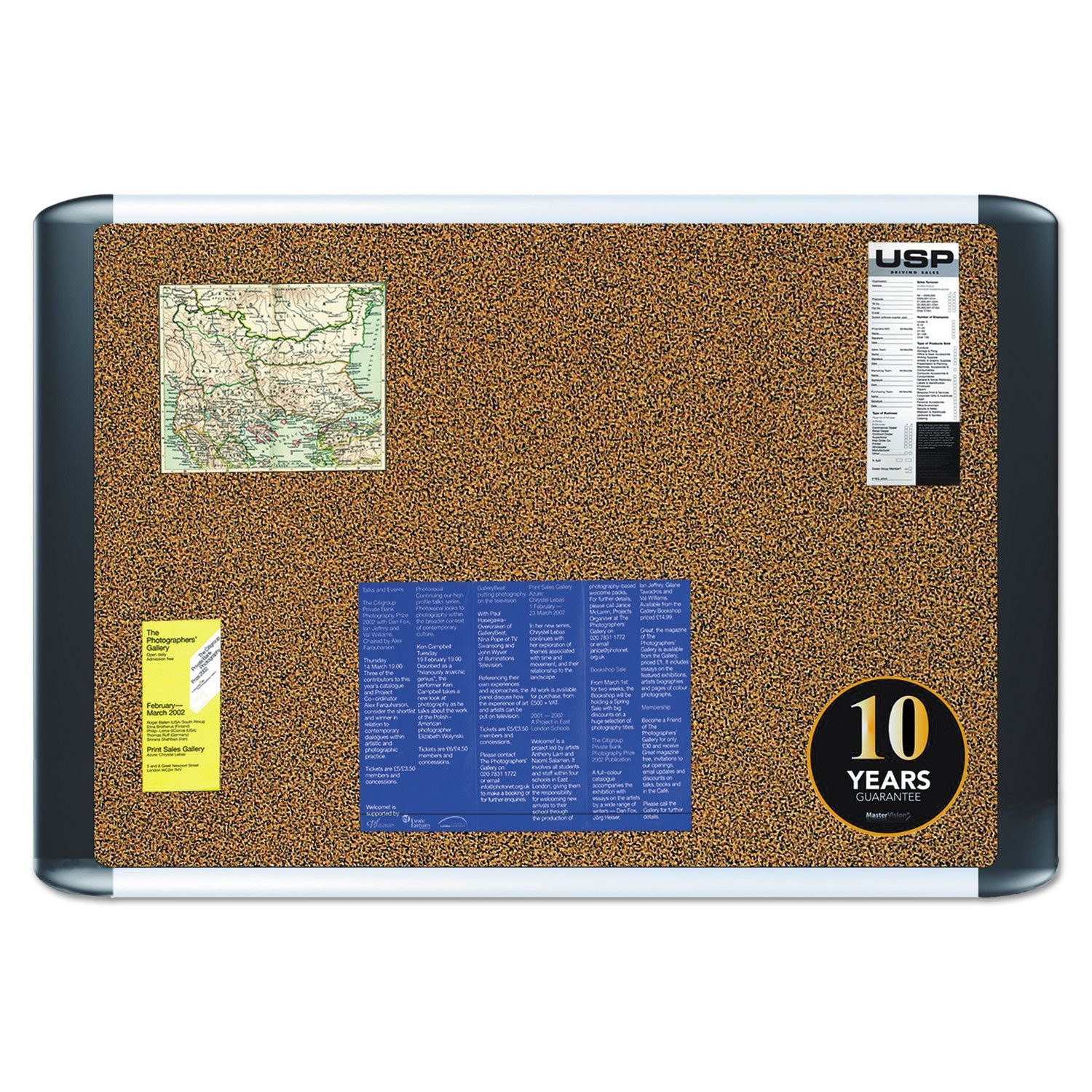 MasterVision Tech Cork Board, 24x36, Silver/Black Frame