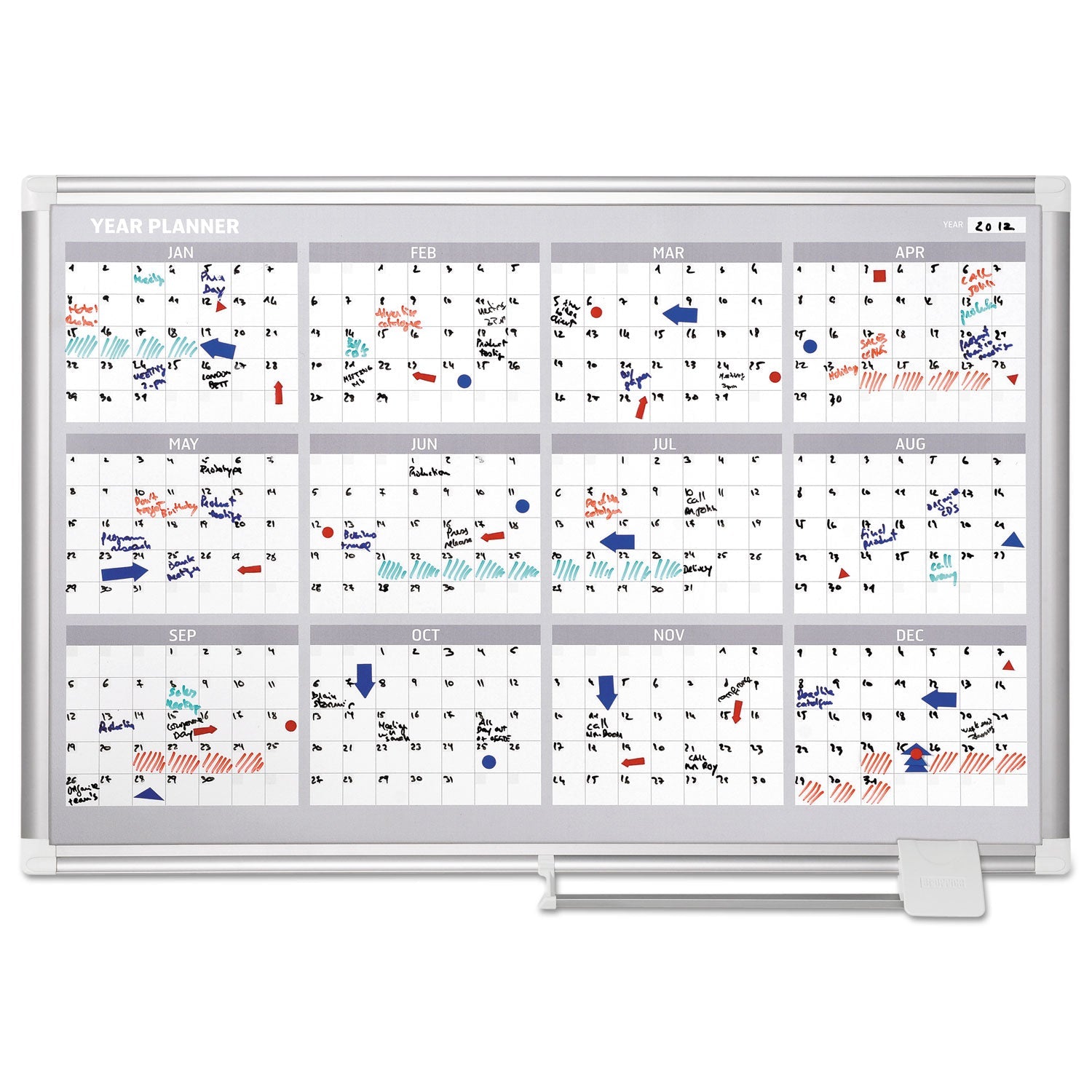 MasterVision 4 Month Planner, 36x24, Aluminum Frame