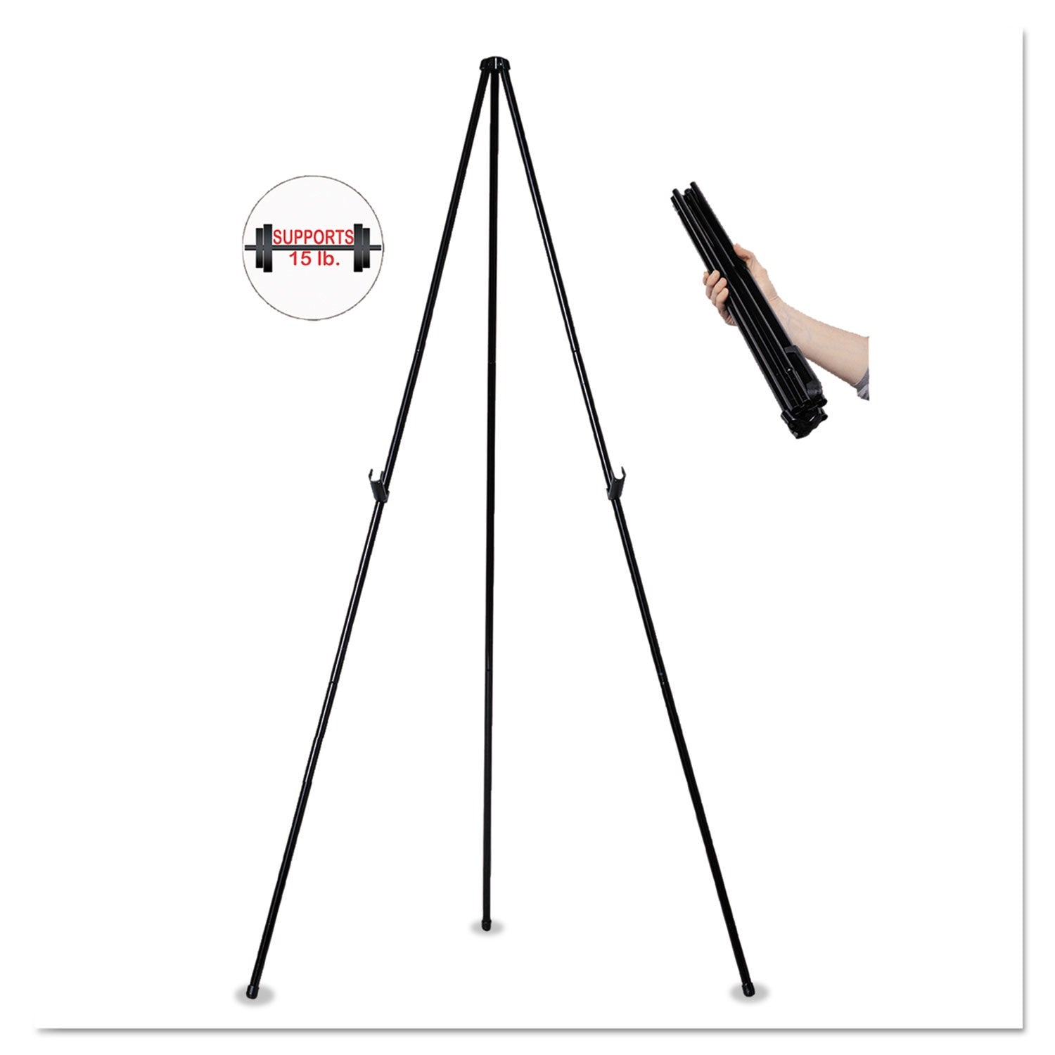 MasterVision Instant Easel, 61.5" High, Black, Steel, Heavy-Duty