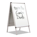 Quartet Improv A-Frame Sign with Total Erase Surface, Aluminum, 28.5 x 42, Silver