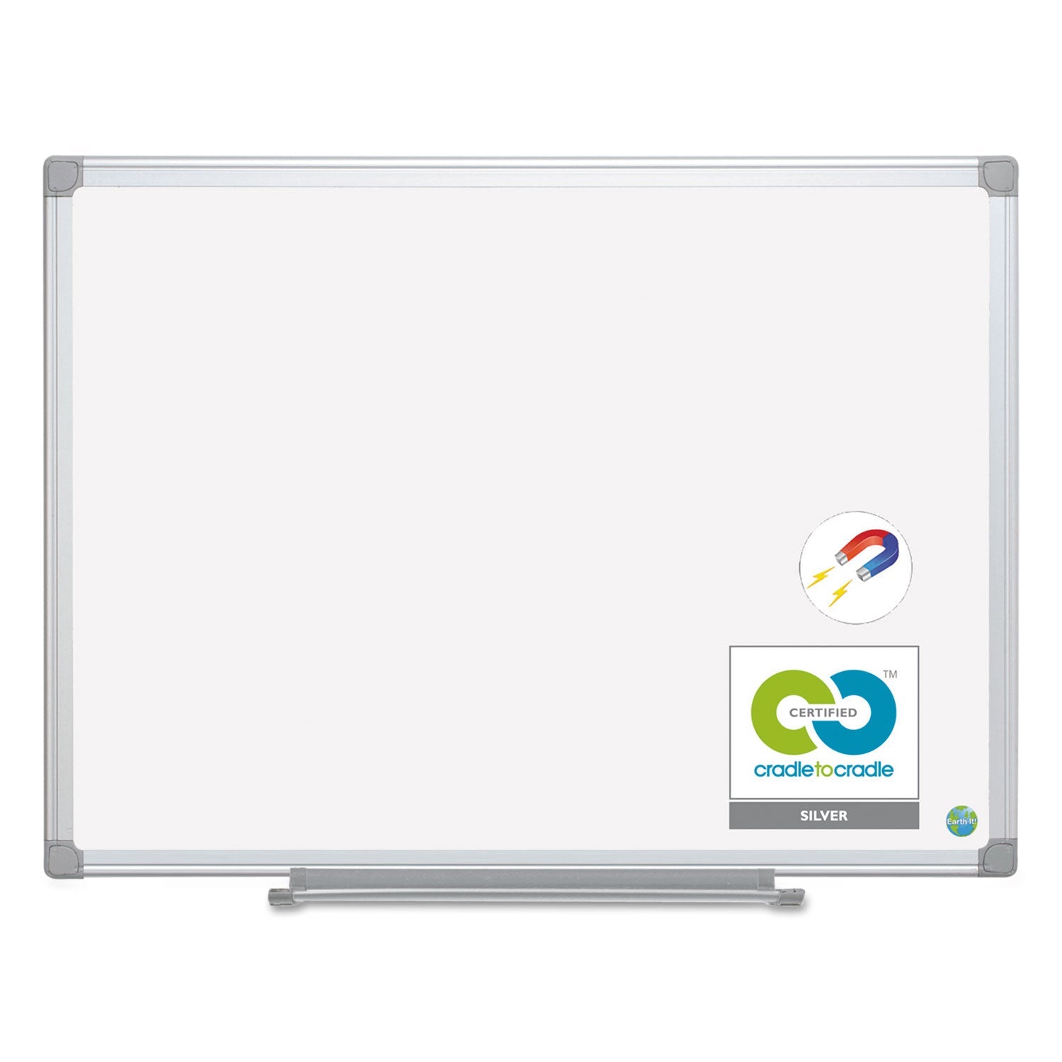 MasterVision Earth Ceramic Dry Erase Board, 36x48, Aluminum Frame
