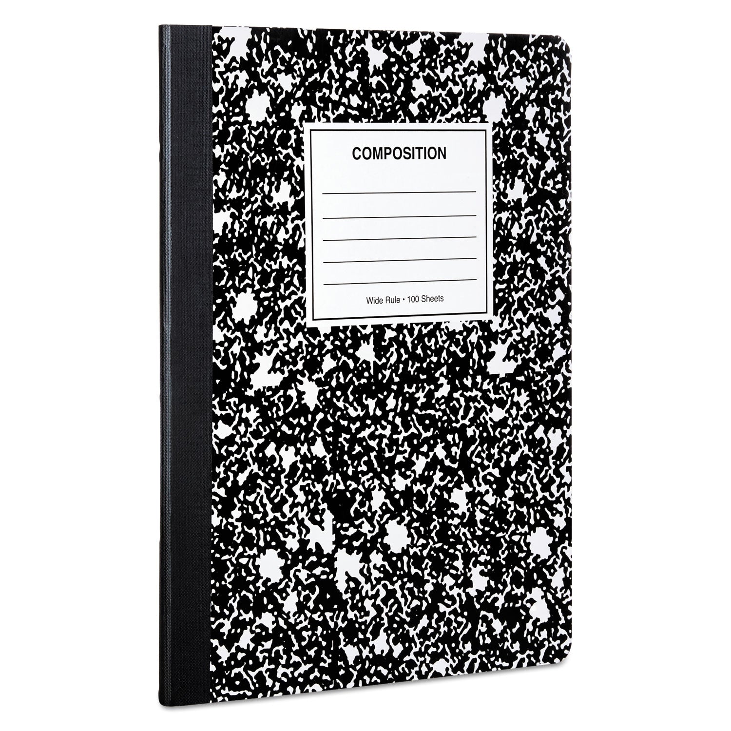 Universal Composition Book, Wide/Legal Rule, Black Marble Cover, 9.75 x 7.5, 100 Sheets, 6/Pack