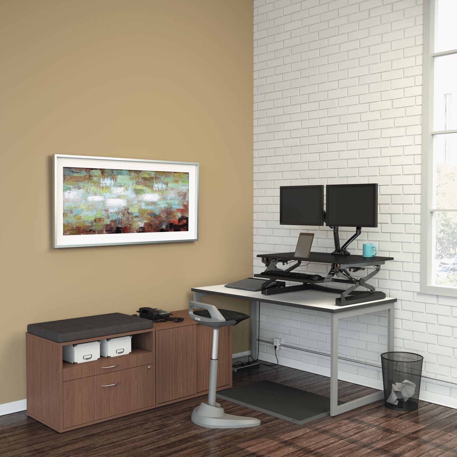 Alera Reversible Laminate Table Top, Rectangular, 59.38w x 29.5d, White/Gray