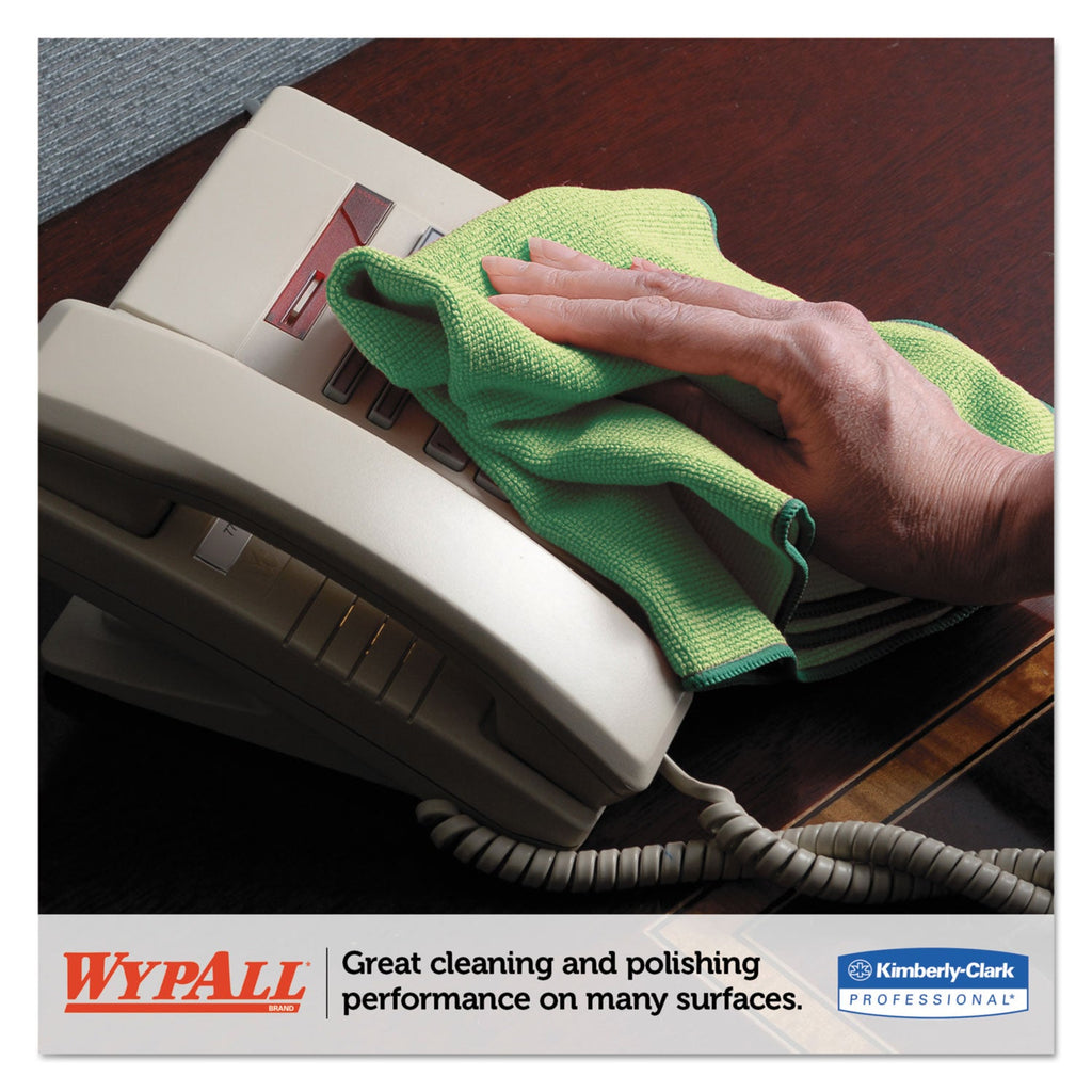 WypAll Microfiber Cloths, Reusable, 15.75 x 15.75, Green, 6/Pack