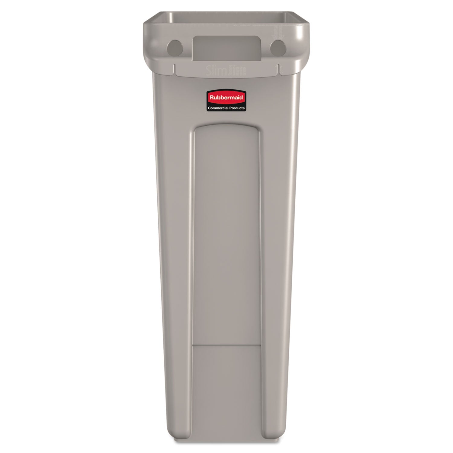 Rubbermaid Slim Jim Receptacle with Venting Channels, Rectangular, Plastic, 23 gal, Beige