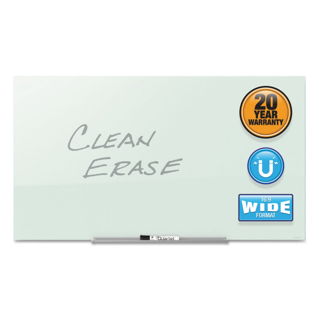 Quartet InvisaMount Magnetic Glass Marker Board, Frameless, 50" x 28", White Surface