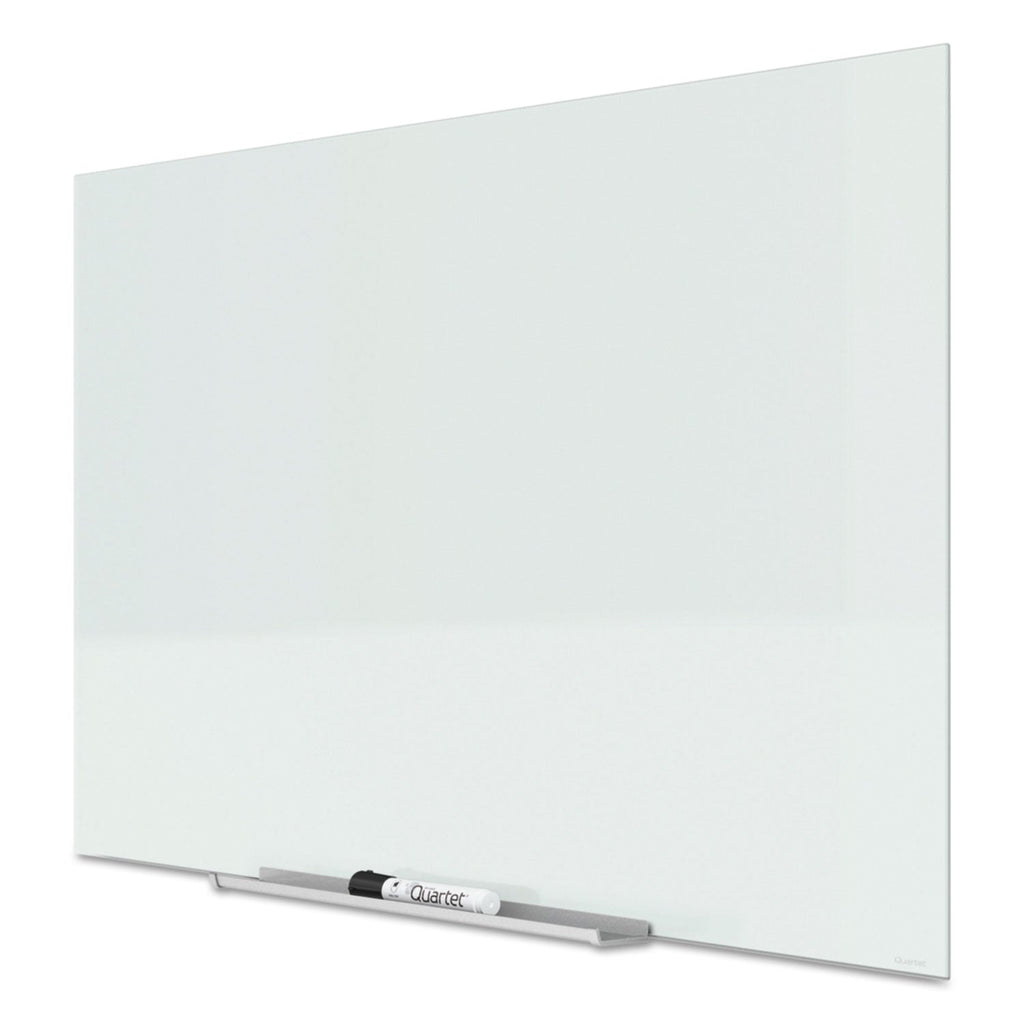 Quartet InvisaMount Magnetic Glass Marker Board, Frameless, 50" x 28", White Surface