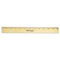 Westcott Wood Ruler with Single Metal Edge, Standard, 12" Long
