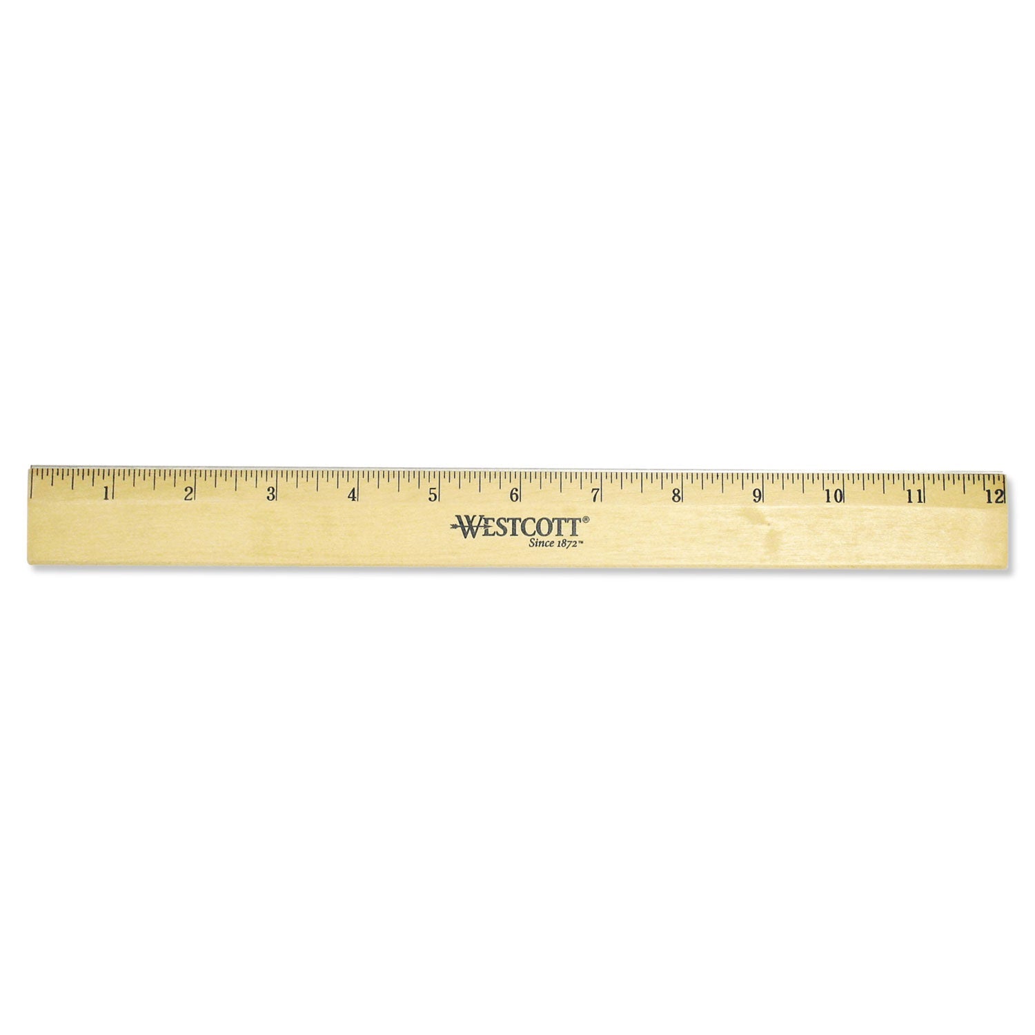 Westcott Wood Ruler with Single Metal Edge, Standard, 12" Long