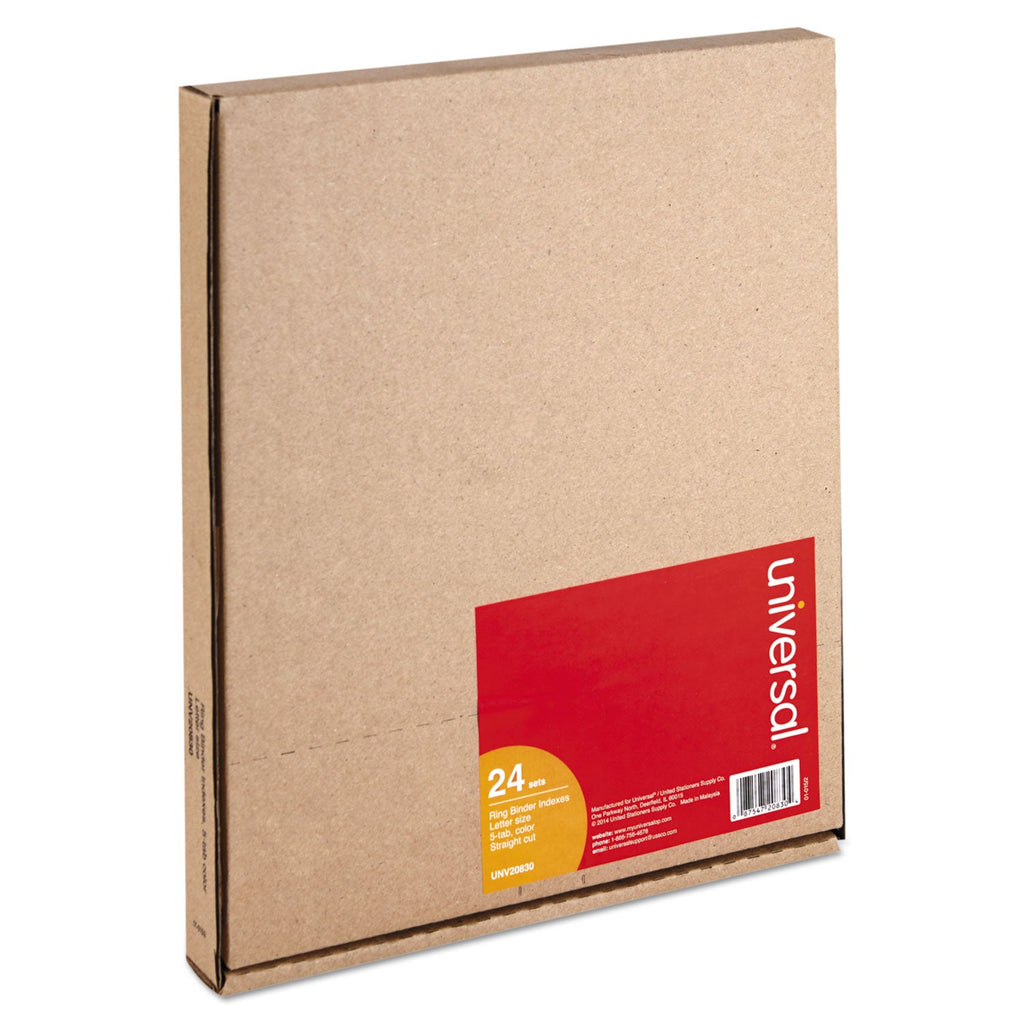 Universal Insertable Tab Index, 5-Tab, 11 x 8.5, Buff, Assorted Tabs, 24 Sets