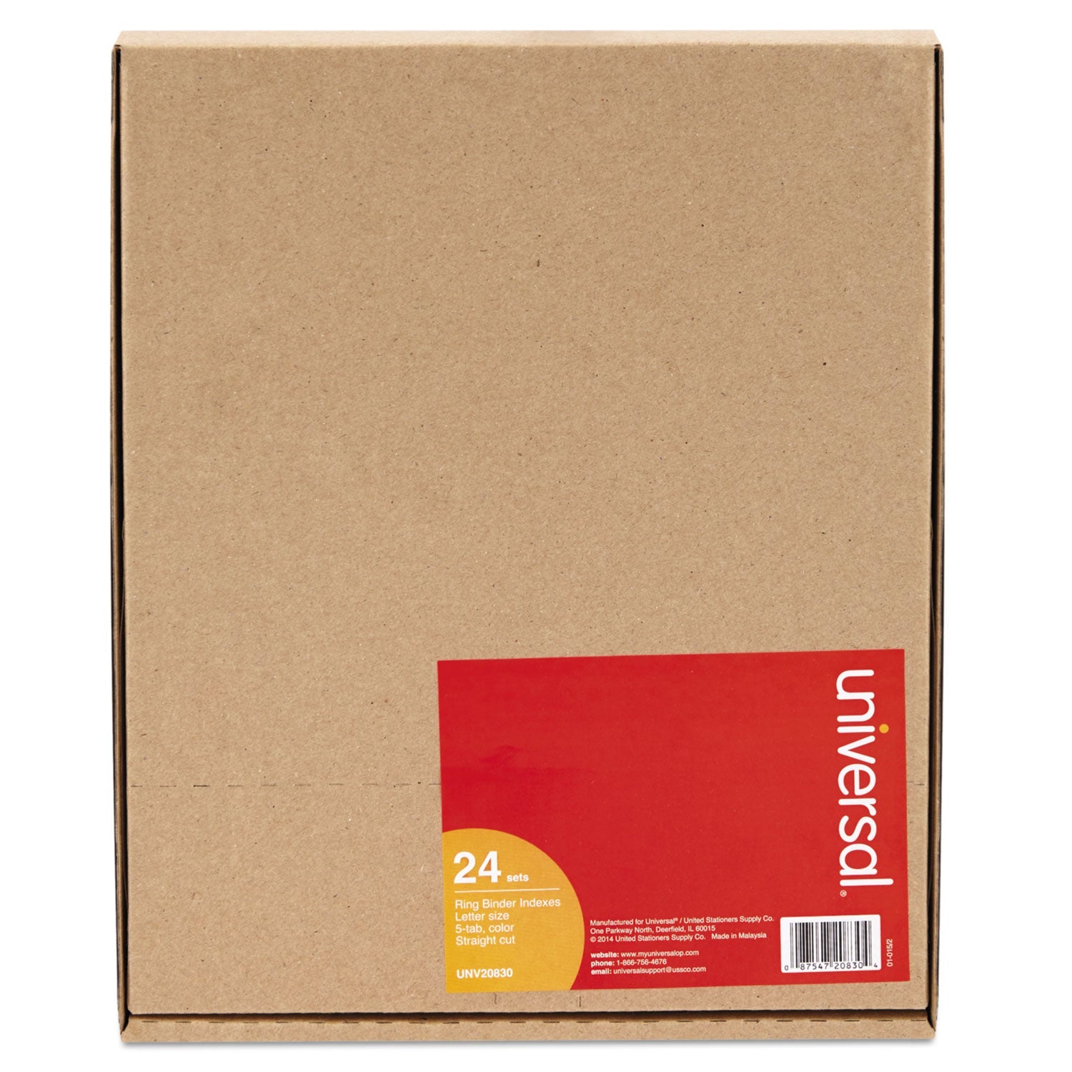 Universal Insertable Tab Index, 5-Tab, 11 x 8.5, Buff, Assorted Tabs, 24 Sets