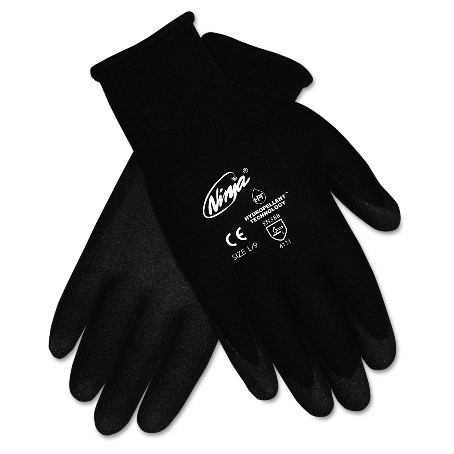 MCR Ninja HPT PVC coated Nylon Gloves, Medium, Black, Pair