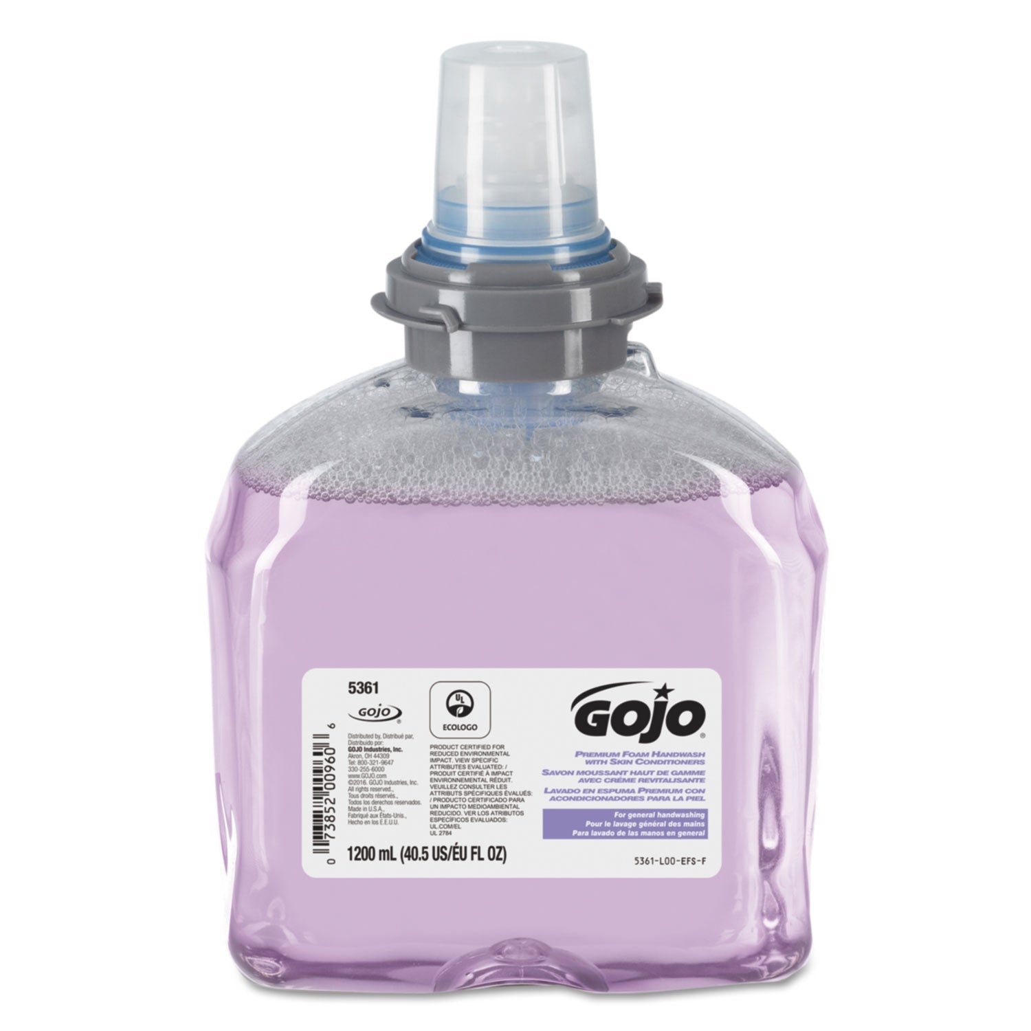 GOJO TFX Luxury Foam Hand Wash, Fresh Scent, 1,200 mL Refill, 2/Carton