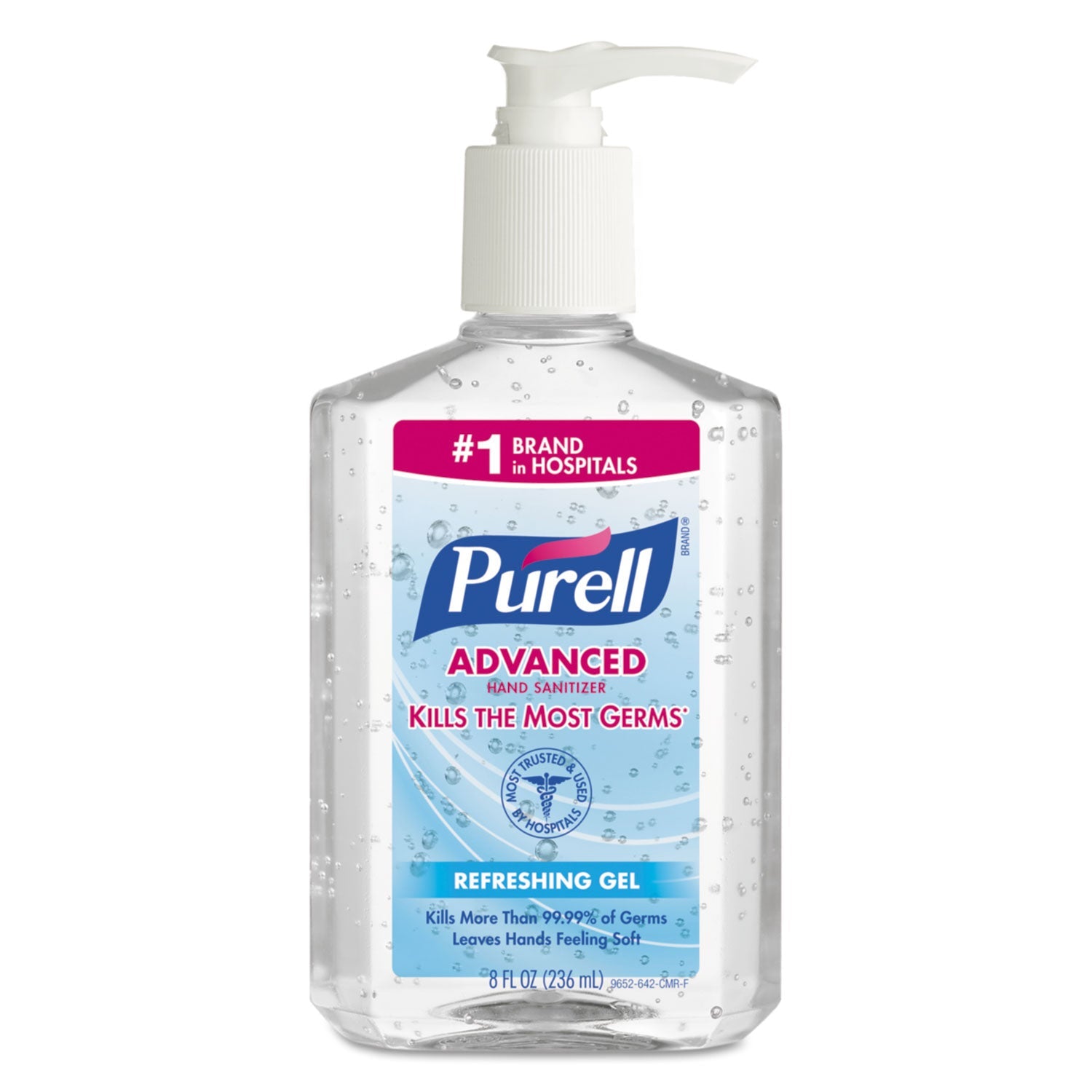PURELL Advanced Refreshing Gel Hand Sanitizer, 8 oz Pump Bottle, Clean Scent, 12/Carton