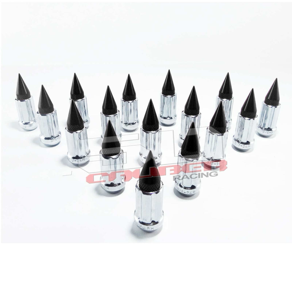 3/8 x 24 Chrome Spiked Lug Nuts Anodized - 16 Pack