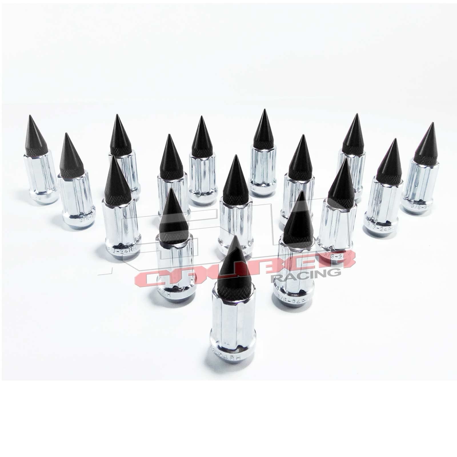 3/8 x 24 Chrome Spiked Lug Nuts Anodized - 16 Pack