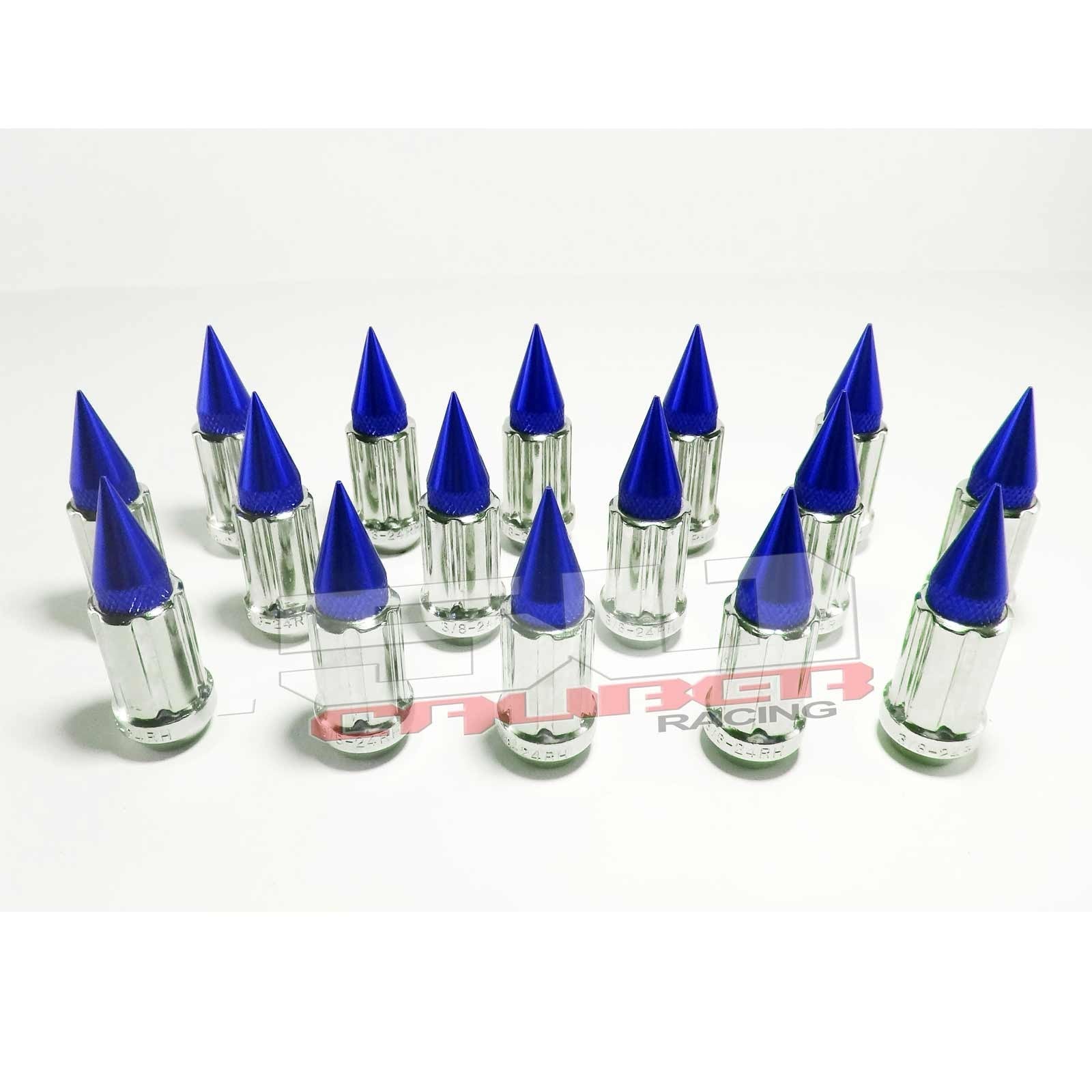 3/8 x 24 Chrome Spiked Lug Nuts Anodized - 16 Pack