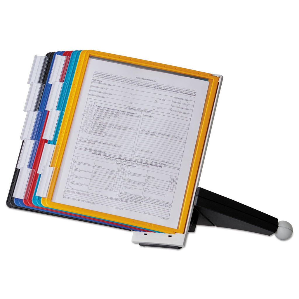 Durable SHERPA Desk Reference System, 10 Panels, 10 x 5.63 x 13.88, Assorted Borders