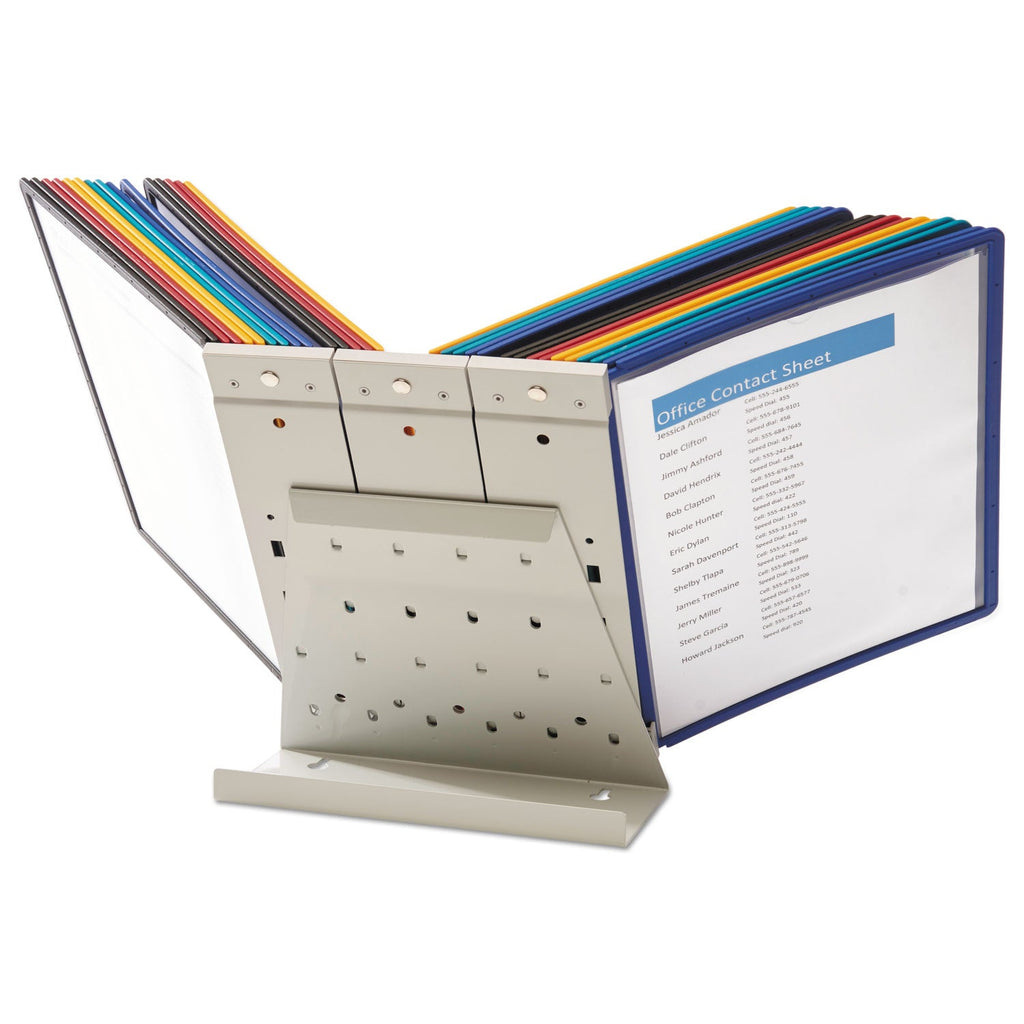 Durable VARIO Reference Desktop System, 10 Panels, Assorted Borders and Panels