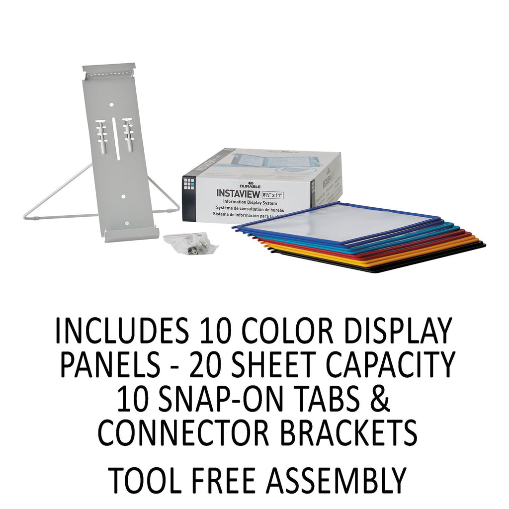 Durable InstaView Expandable Desktop Reference System, 10 Panels, Assorted Borders