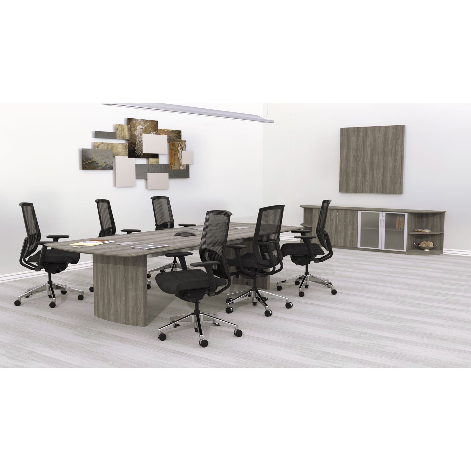 Safco Medina Conference Table Top, Half-Section, Boat, 84w x 48d, Gray Steel
