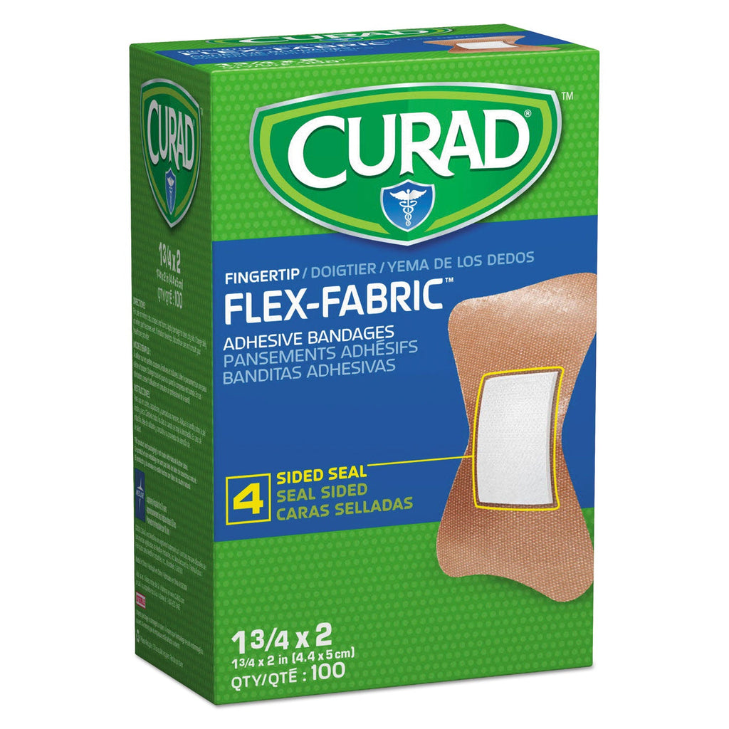 Curad Flex Fabric Bandages, Fingertip, 1.75 x 2, 100/Box