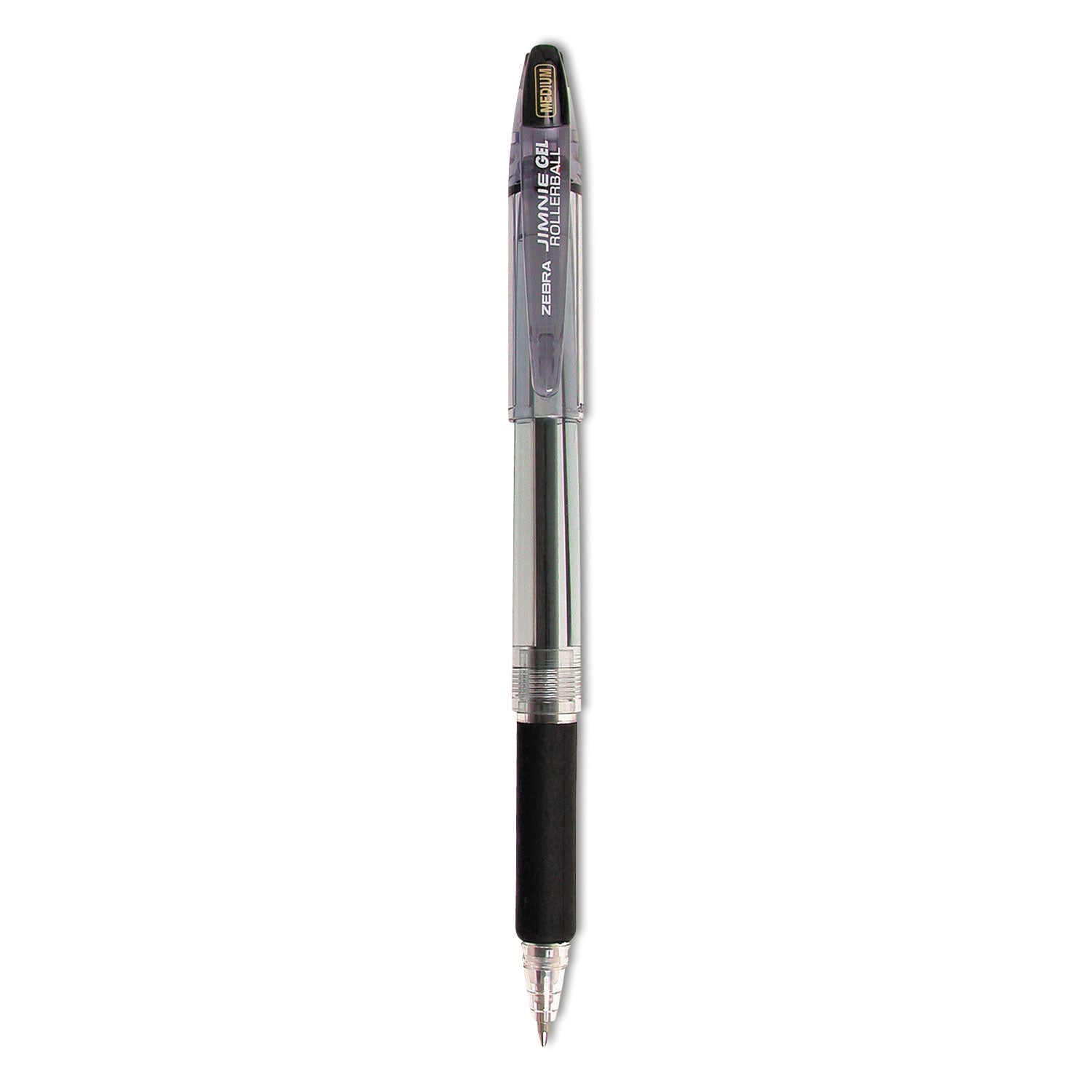 Zebra Jimnie Gel Pen, Stick, Medium 0.7 mm, Black Ink, Smoke Barrel, 12/Pack