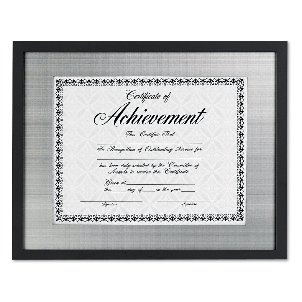 DAX Contemporary Wood Frame, Silver Metal Mat, 11 x 14, 8.5 x 11, Black