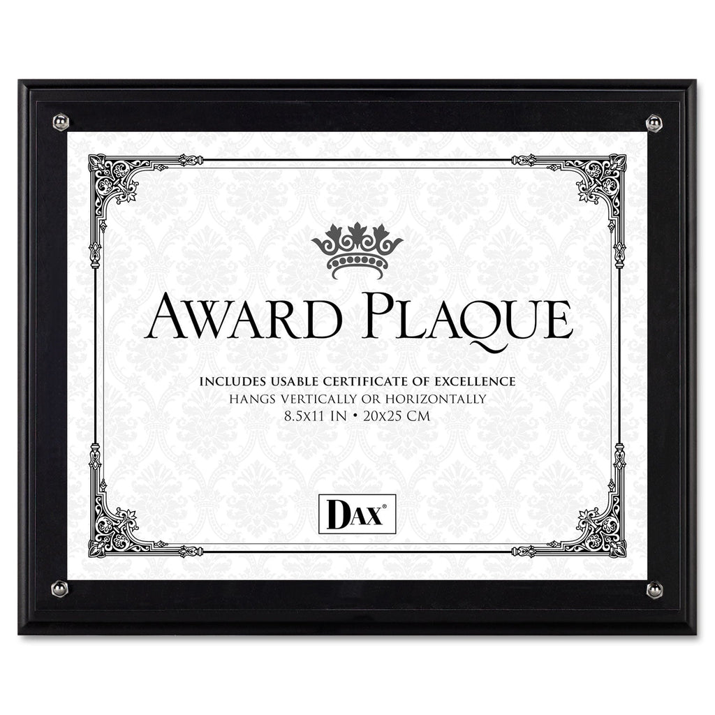 DAX Award Plaque, Wood/Acrylic Frame, Up to 8.5 x 11, Black