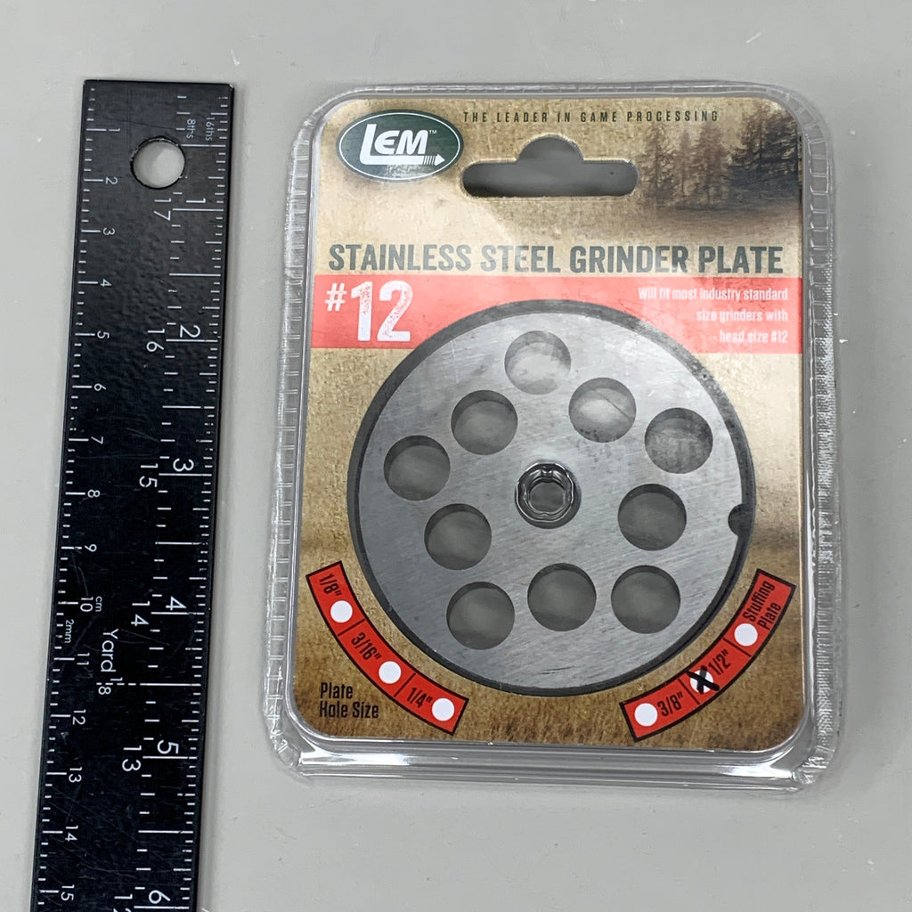 LEM Grinder Plate 12mm #12 (1/2") 2-3/4" Plate Diameter Stainless Steel 476SS