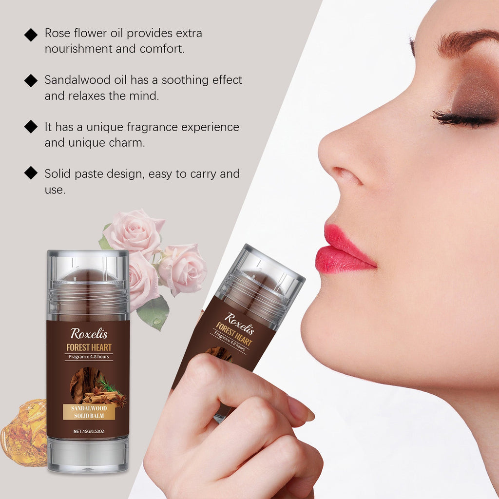Roxelis Sandalwood Solid Balm Natural Light Fragrance Refreshing Lasting Daily Date Charming Charm Portable Solid Balm
