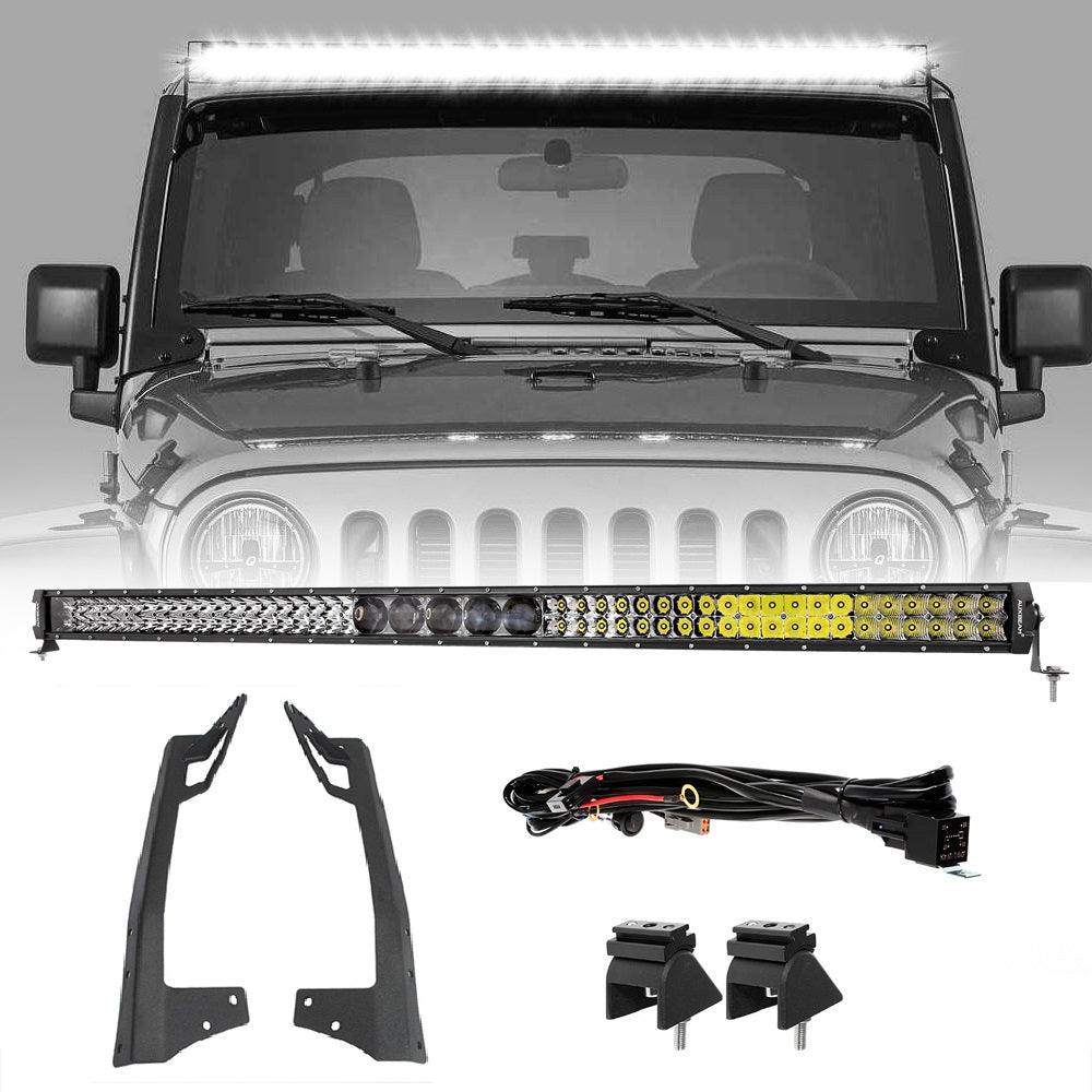 52" 5D-PRO Light Bar&Windshield Mounting Brackets For Wrangler JK 2007~2017