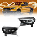 LED Headlight Assembly Matrix Projector Black For 2016-2021 Ranger 3th Gen P375 [Inrternational Types] Facelift