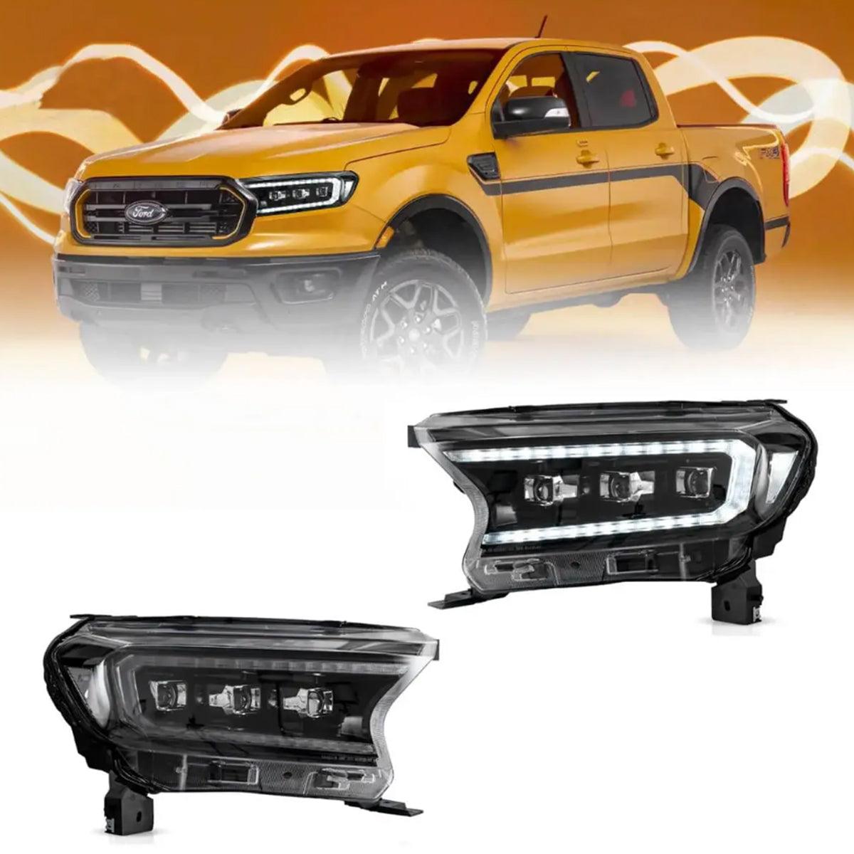 LED Headlight Assembly Matrix Projector Black For 2016-2021 Ranger 3th Gen P375 [Inrternational Types] Facelift