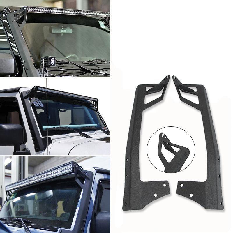 50" Straight Light Bar Windshield Mounting Brackets for 2007-2017 Wrangler JK
