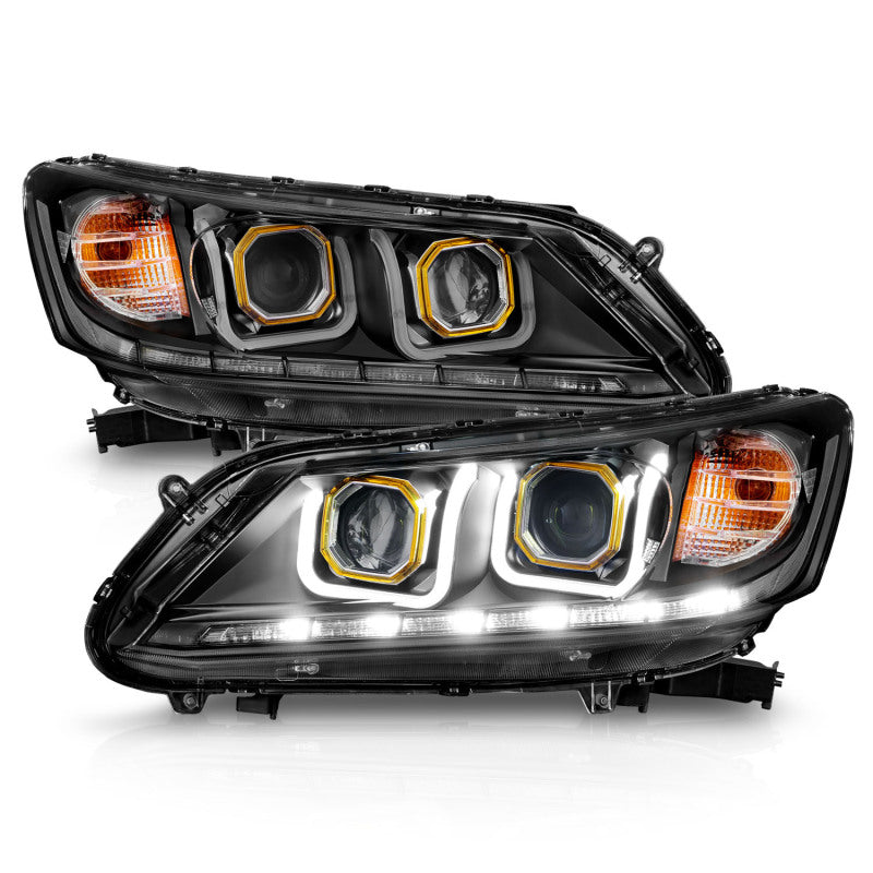 Anzo 2013-2015 Honda Accord Projector Headlights w/ U-Bar Black