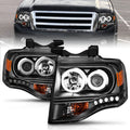 Anzo 2007-2014 Ford Expedition Projector Headlights w/ Halo Black