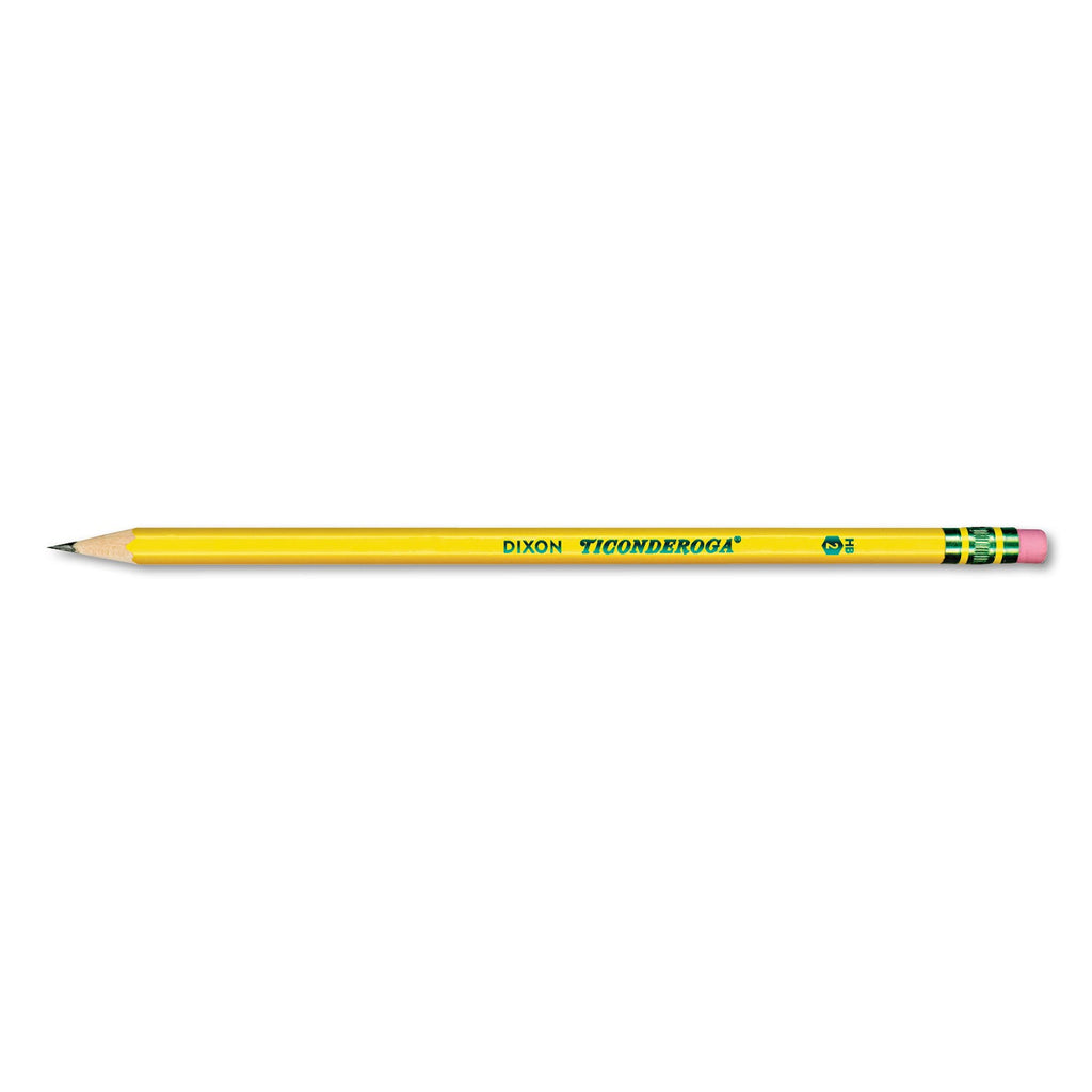 Ticonderoga Pre-Sharpened Pencil, HB (#2), Black Lead, Yellow Barrel, Dozen