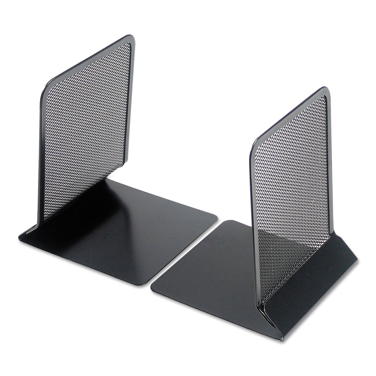 Universal Metal Mesh Bookends, Nonskid, 5.38 x 5.38 x 6.75, Black, 1 Pair