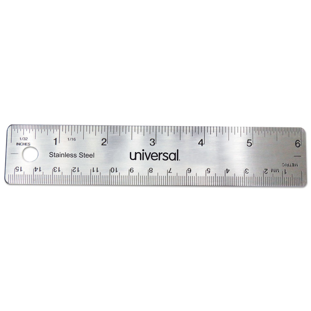 Universal Stainless Steel Ruler, Standard/Metric, 6" Long