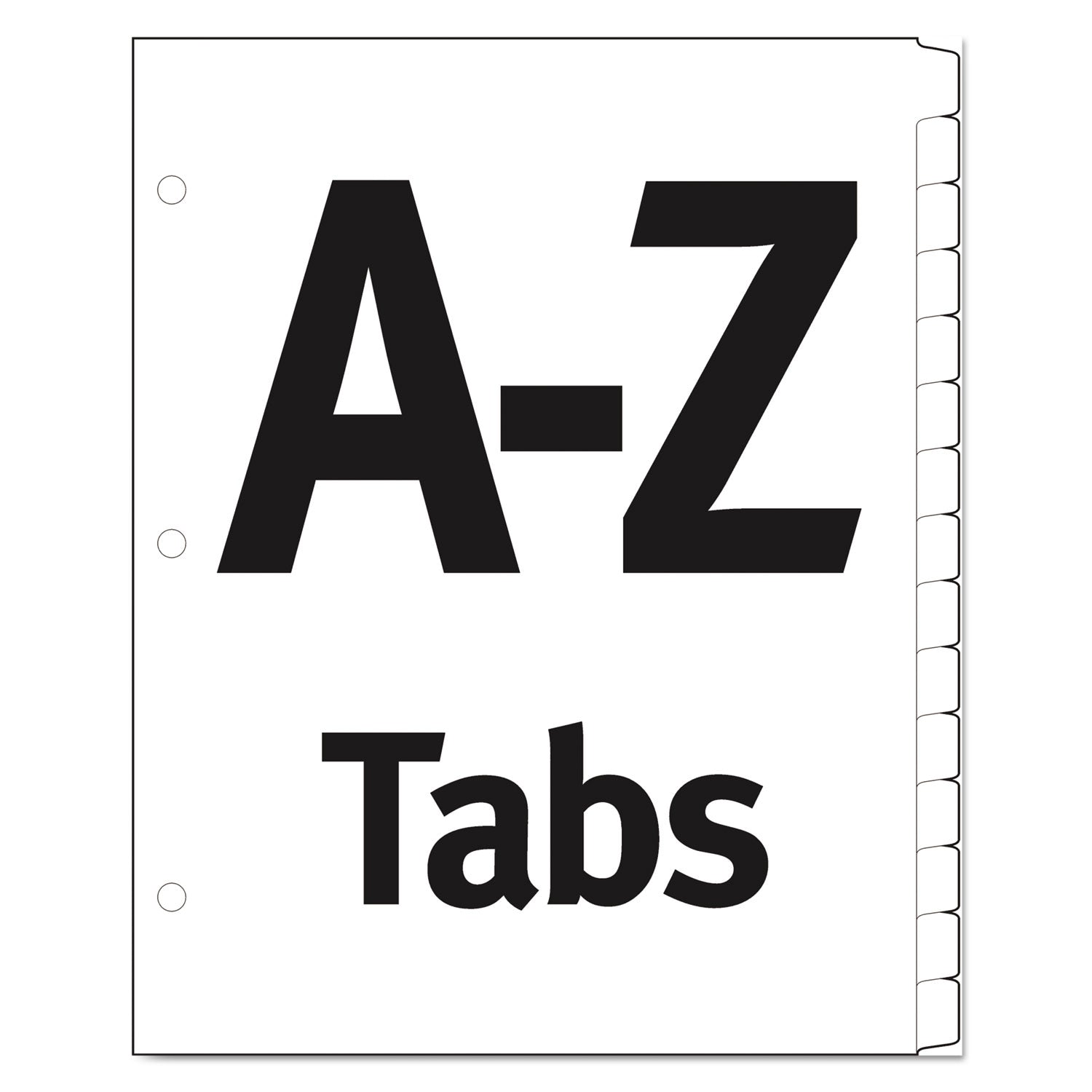 Office Essentials Table 'n Tabs Dividers, 26-Tab, A to Z, 11 x 8.5, White, Assorted Tabs, 1 Set