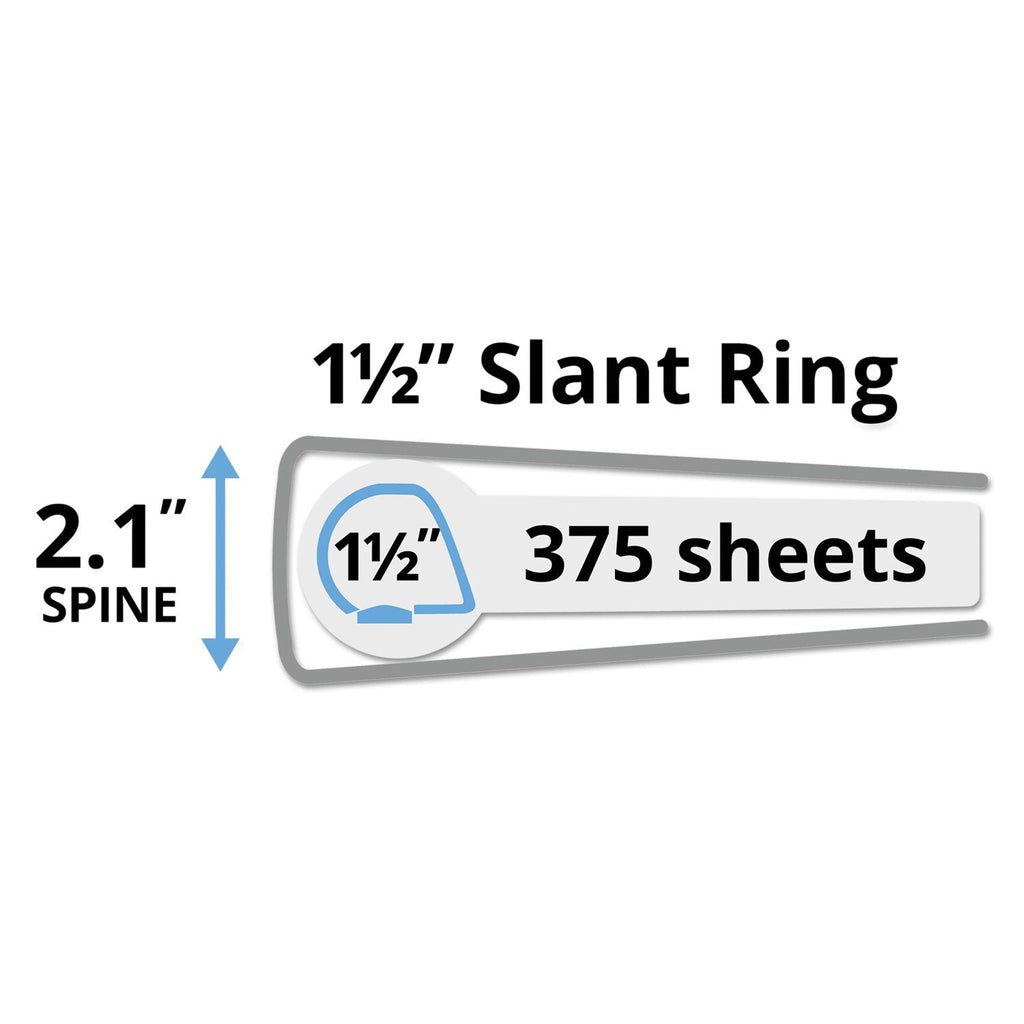 Avery Durable View Binder with DuraHinge and Slant Rings, 3 Rings, 1.5" Capacity, 11 x 8.5, White, 4/Pack