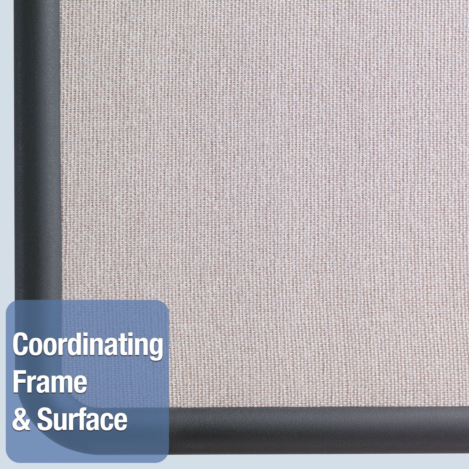 Quartet Contour Fabric Bulletin Board, 48 x 36, Gray Surface, Black Plastic Frame