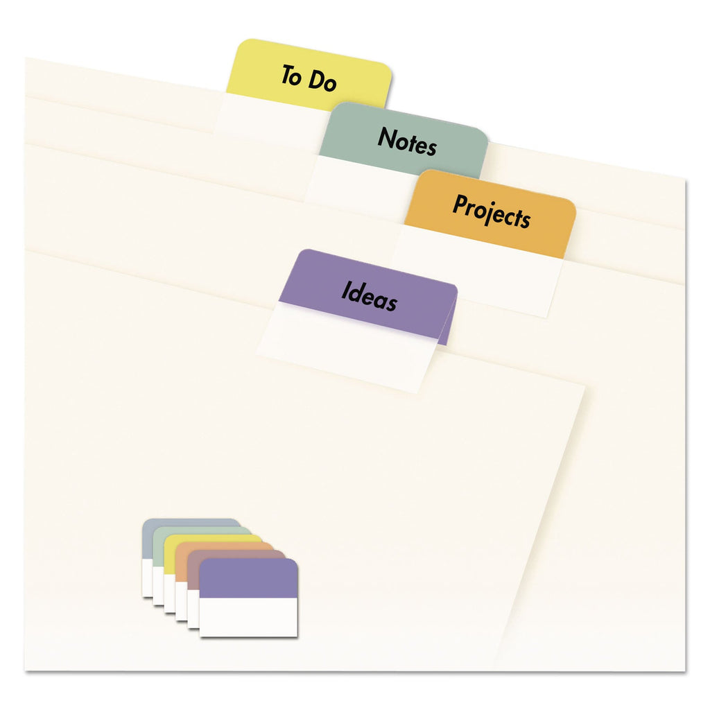 Avery Printable Plastic Tabs with Repositionable Adhesive, 1/5-Cut, Assorted Colors, 1.75" Wide, 80/Pack