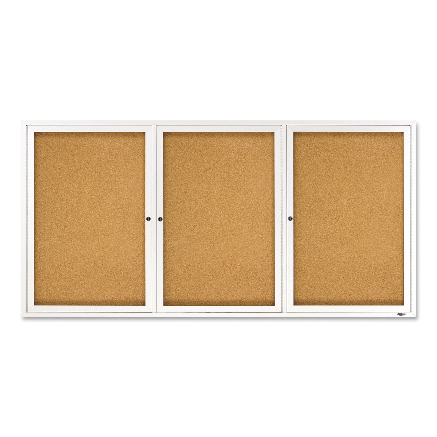 Quartet Enclosed Bulletin Board, Natural Cork/Fiberboard, 72 x 36, Silver Aluminum Frame