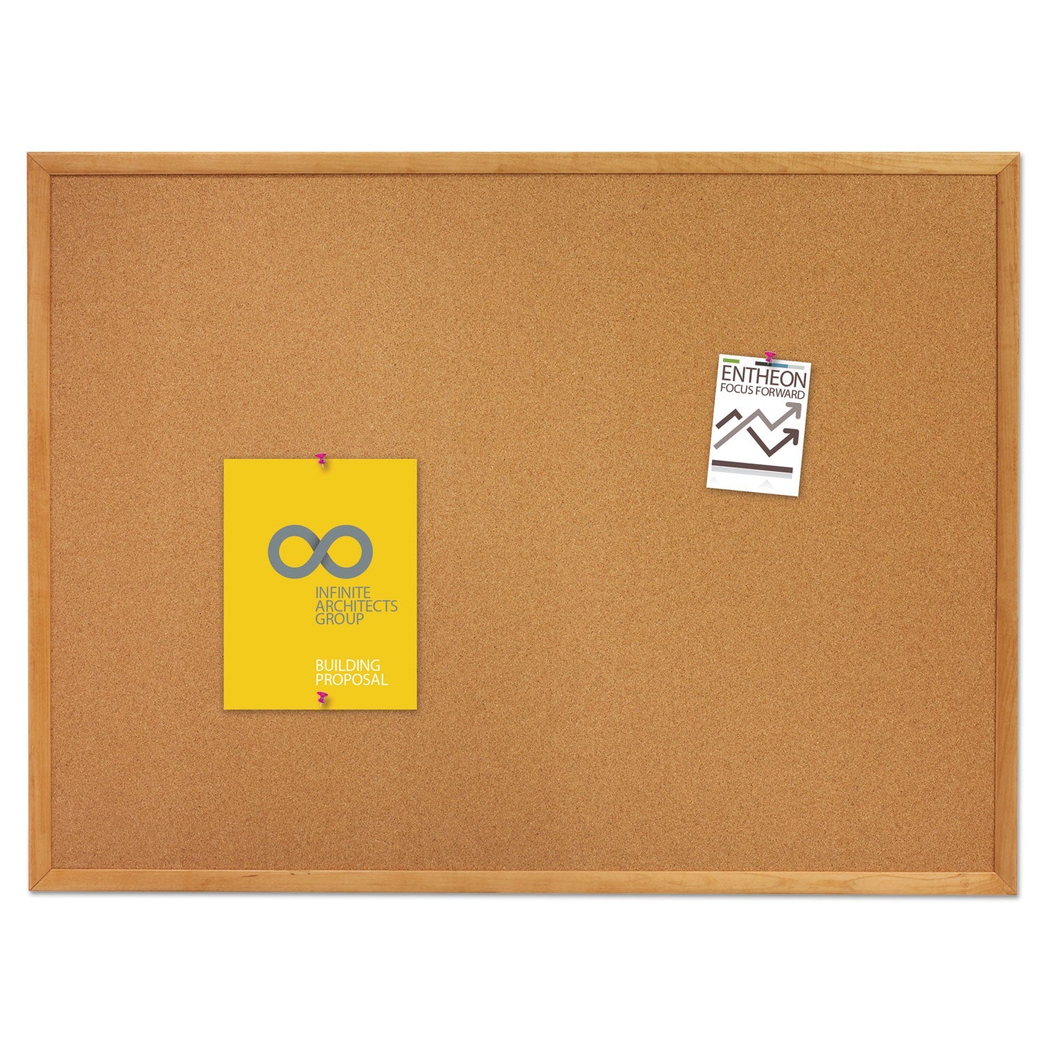 Quartet Classic Series Cork Bulletin Board, 36 x 24, Oak Finish Frame